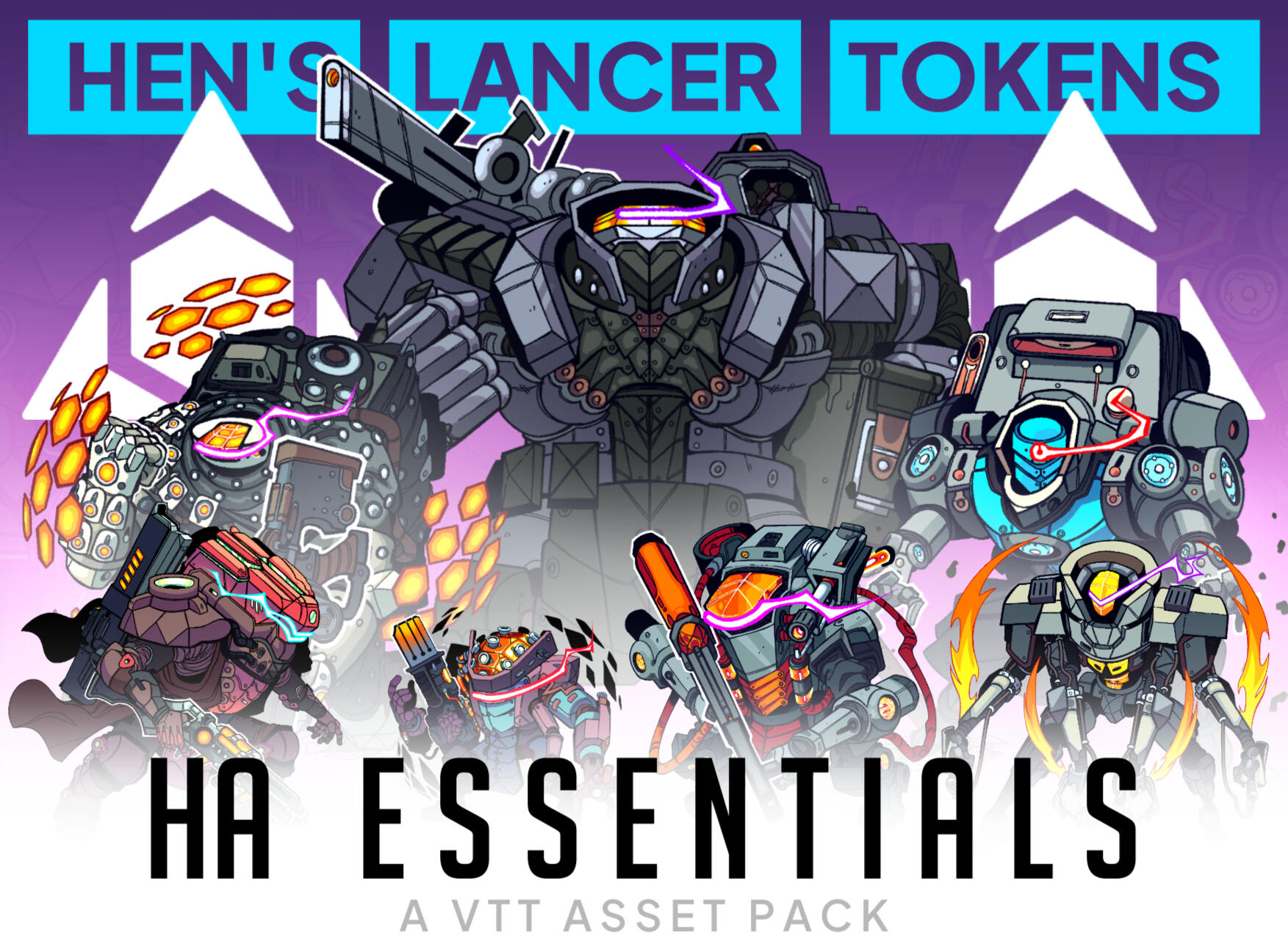 7 HA Lancer Tokens for Hen's Lancer Tokens a LANCER TTRPG Asset Pack