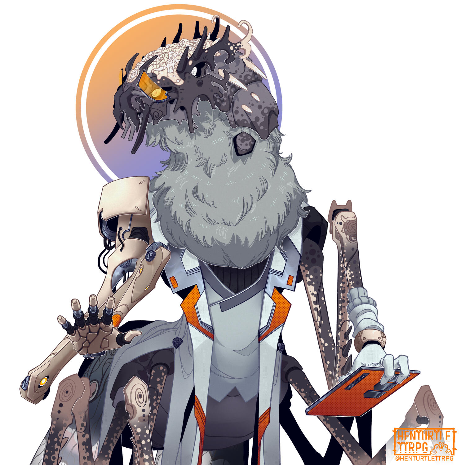 'Protagoras' the Egregorian Scientist for the 'Pass the Torch' Third Party LANCER TTRPG Supplement